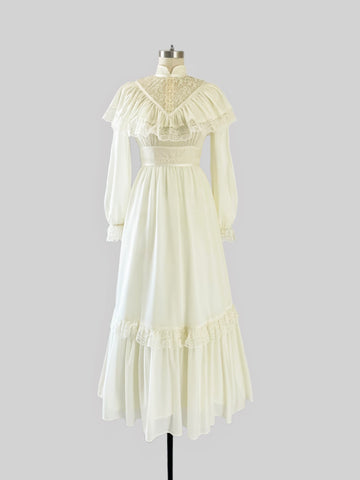 1970s Cream Vendela Dress