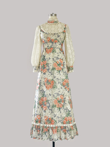 1970s Vintage Rose Dress