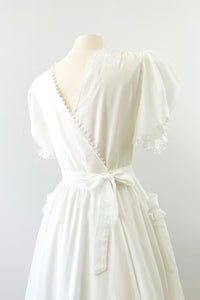 GUNNE SAX Vintage 1970s Prairie Crossover-back  Dress in White