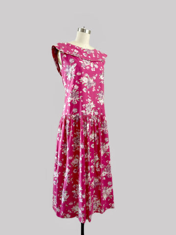 1980's Laura Ashley Pink Freesia Dress