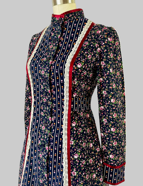 Vintage 1970s Gunne Sax floral cotton midi dress