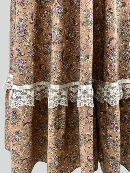 Close up Gunne Sax rooster floral print cotton dress