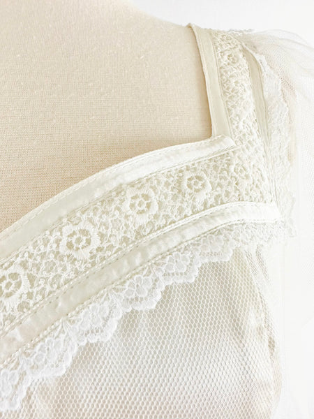Vintage Gunne Sax Mesh Tulle Gown, c.1970s