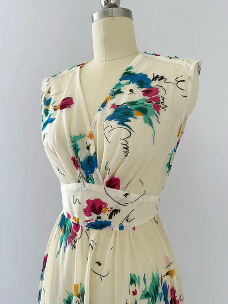 1970s Flower Poetry Dress