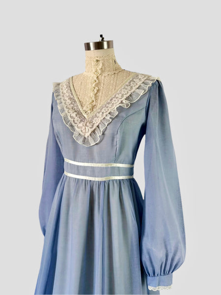 1970s Gunne Sax Romantic Renaissance Bridal Collection - Winter Blue
