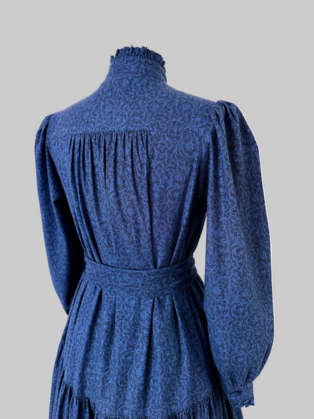 Vintage 80s Laura Ashley blue paisley cotton dress 
