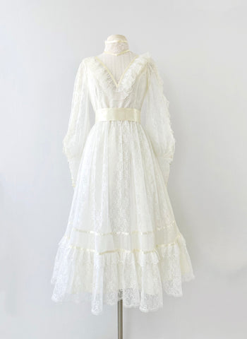 GUNNE SAX Vintage 1970s Ruffled Lace Dress