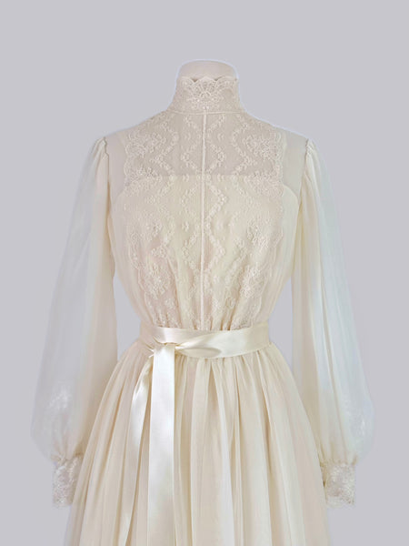 1970s Ivory Chiffon Gown