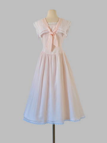 vintage 1980s Gunne Sax Pink Sailor Midi Dress