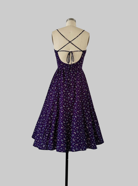 1980s Purple floral dress 
