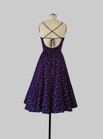 1980s Purple floral dress 