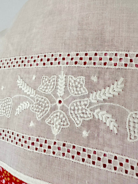 1980s Laura Ashley Cotton Red Floral Sailor Collar Dress