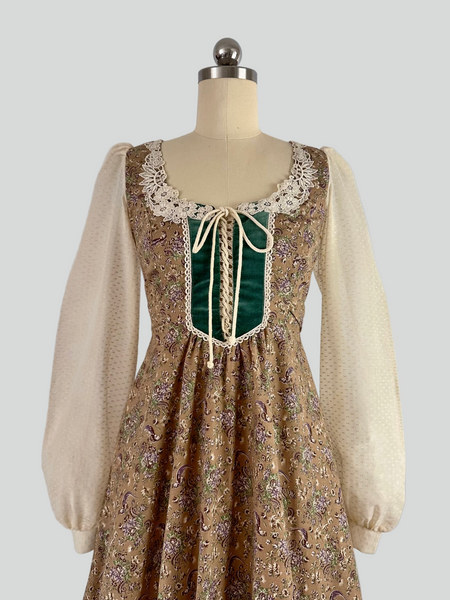Close up Vintage gunne dax dress with lace up bodice
