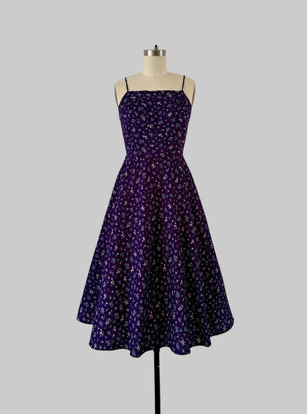 1980s violet purple floral sundress