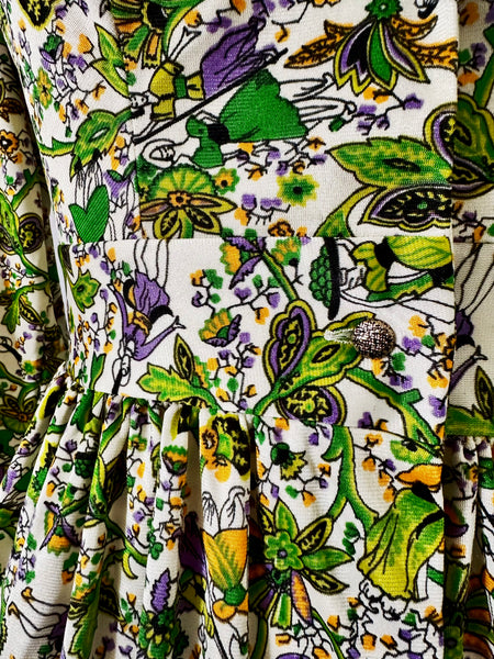 1960s Enchanted Garden Maxi Dress