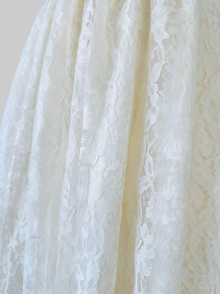 Close-up of a white lace fabric 