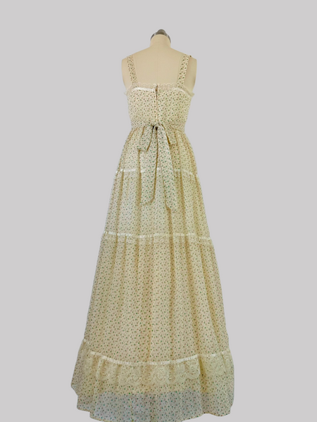 vintage 1970s floral prairie maxi dress