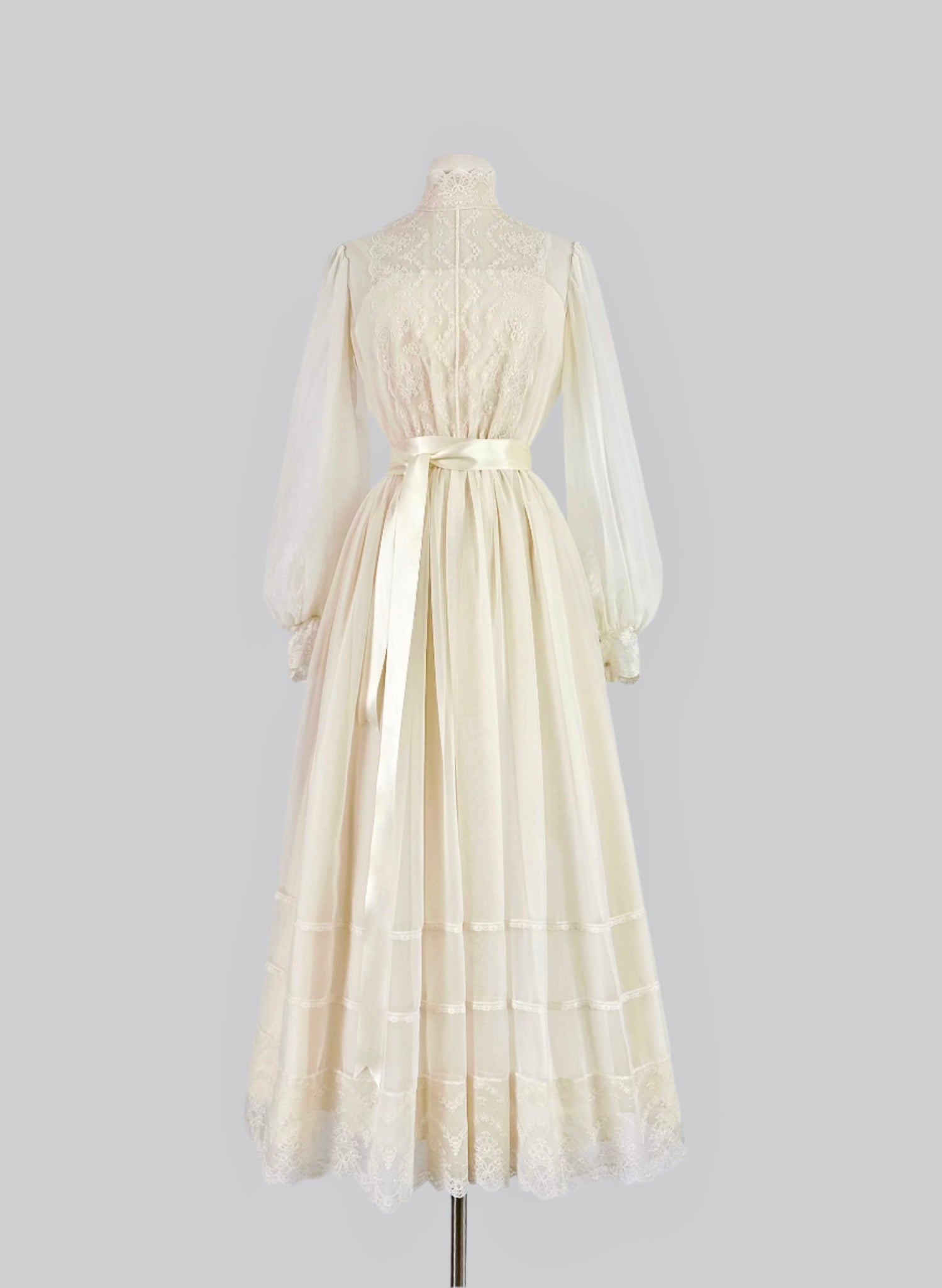 1970s Ivory Chiffon Gown