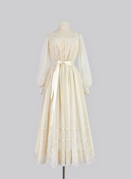 1970s Ivory Chiffon Gown