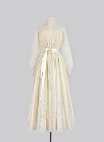 1970s Ivory Chiffon Gown