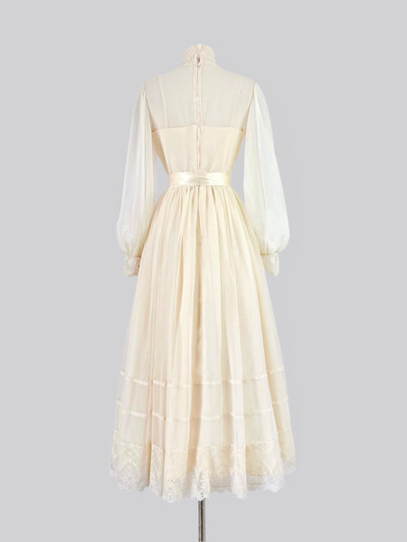 1970s Ivory Chiffon Gown