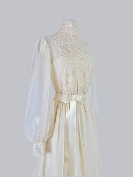 1970s Ivory Chiffon Gown