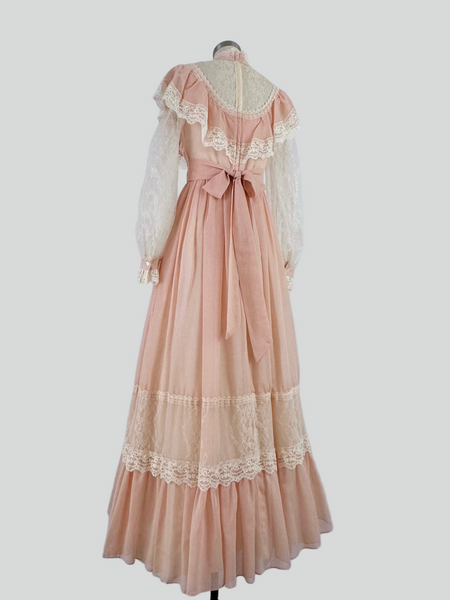 Gunne Sax pink ruffle back
