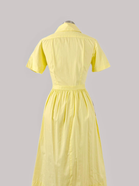 1960s Harmony Coed NOS Yellow Cotton Shirtdress