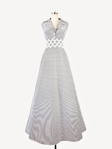 1960s Semi-Formal Maxi Gown in Soft Gray