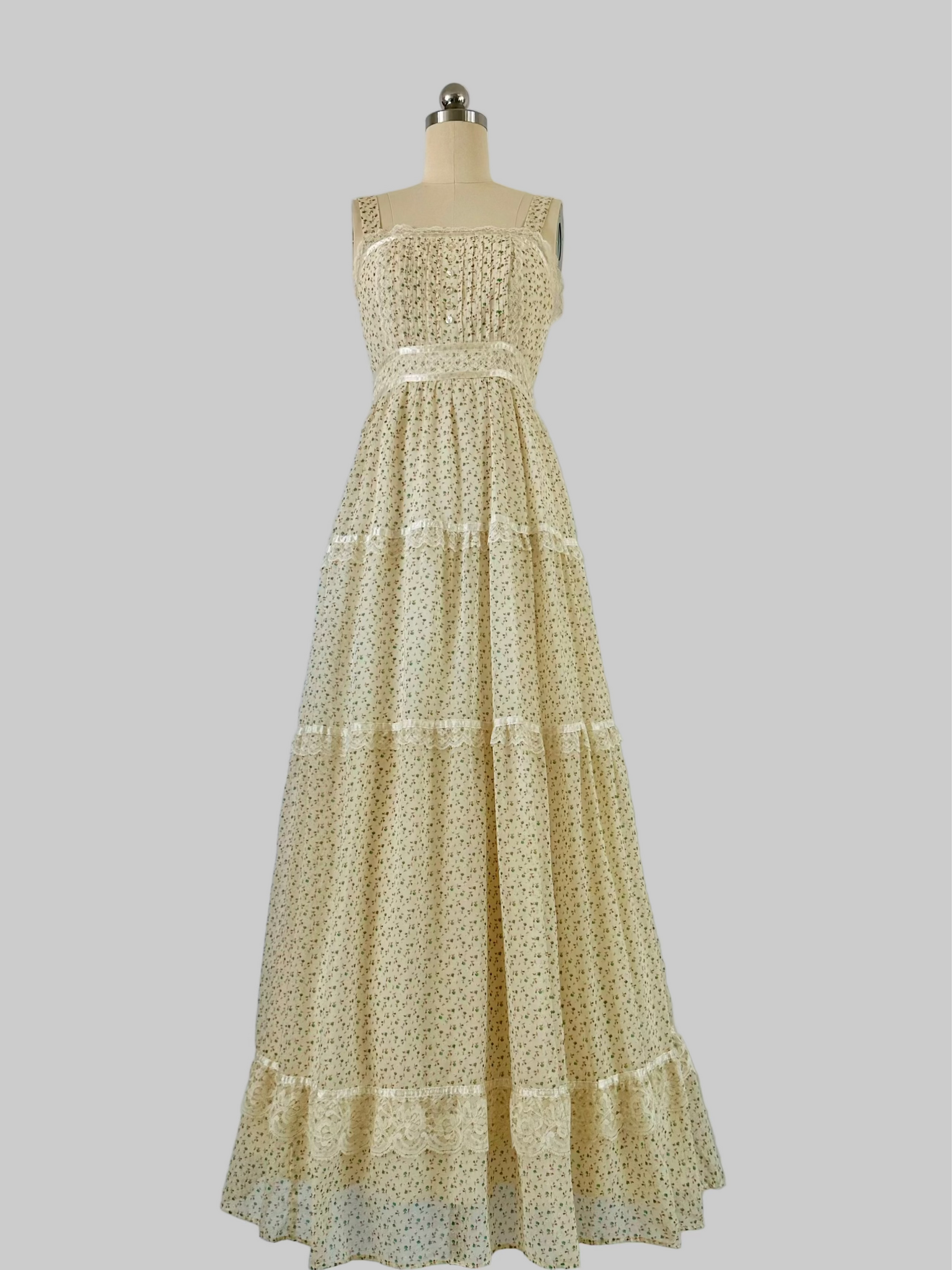 vintage 1970s floral prairie maxi dress