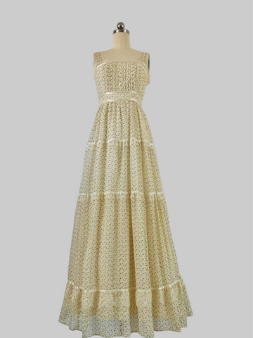 vintage 1970s floral prairie maxi dress