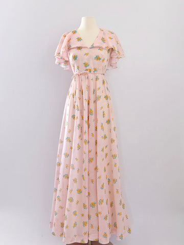 1970's Marigold Cape Dress