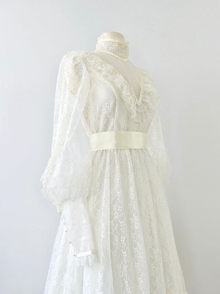 GUNNE SAX Vintage 1970s Ruffled Lace Dress