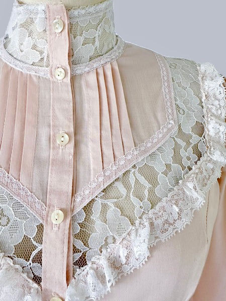 1980s Gunne Sax Blush Pink Midi Dress