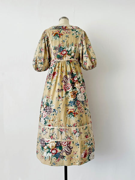 vintage prairie dress 1970s Floral 80 cm/31 inches Sage Green Cottagecore Prairie Dress