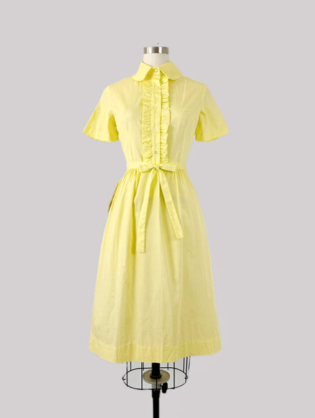 1960s Harmony Coed NOS Yellow Cotton Shirtdress