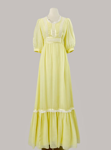 1970's Candi Jones Golden Camellia Dress