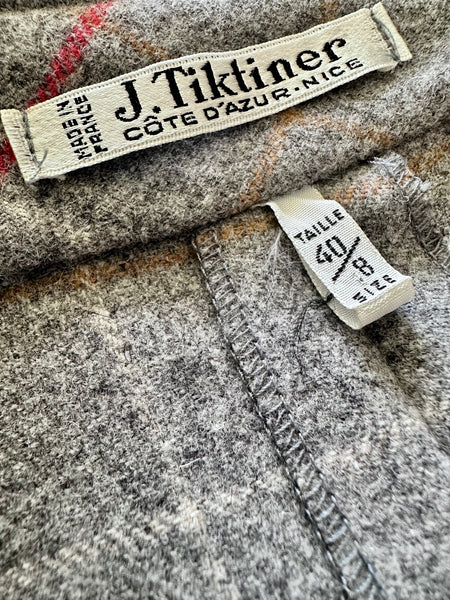 Vintage 1960s J. Tiktiner Wool Plaid Dress | Côte d’Azur, France