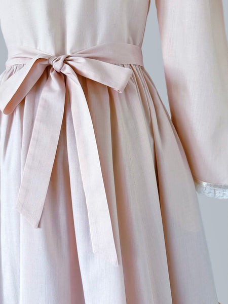 1980s Gunne Sax Blush Pink Midi Dress