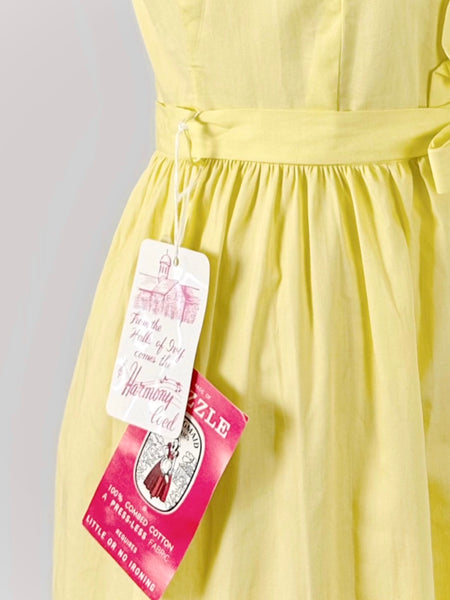 1960s Harmony Coed NOS Yellow Cotton Shirtdress