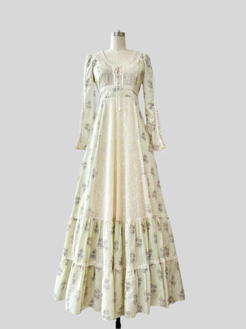 1970s Gunne Sax Maxi  - Dot & Blossom in Blue