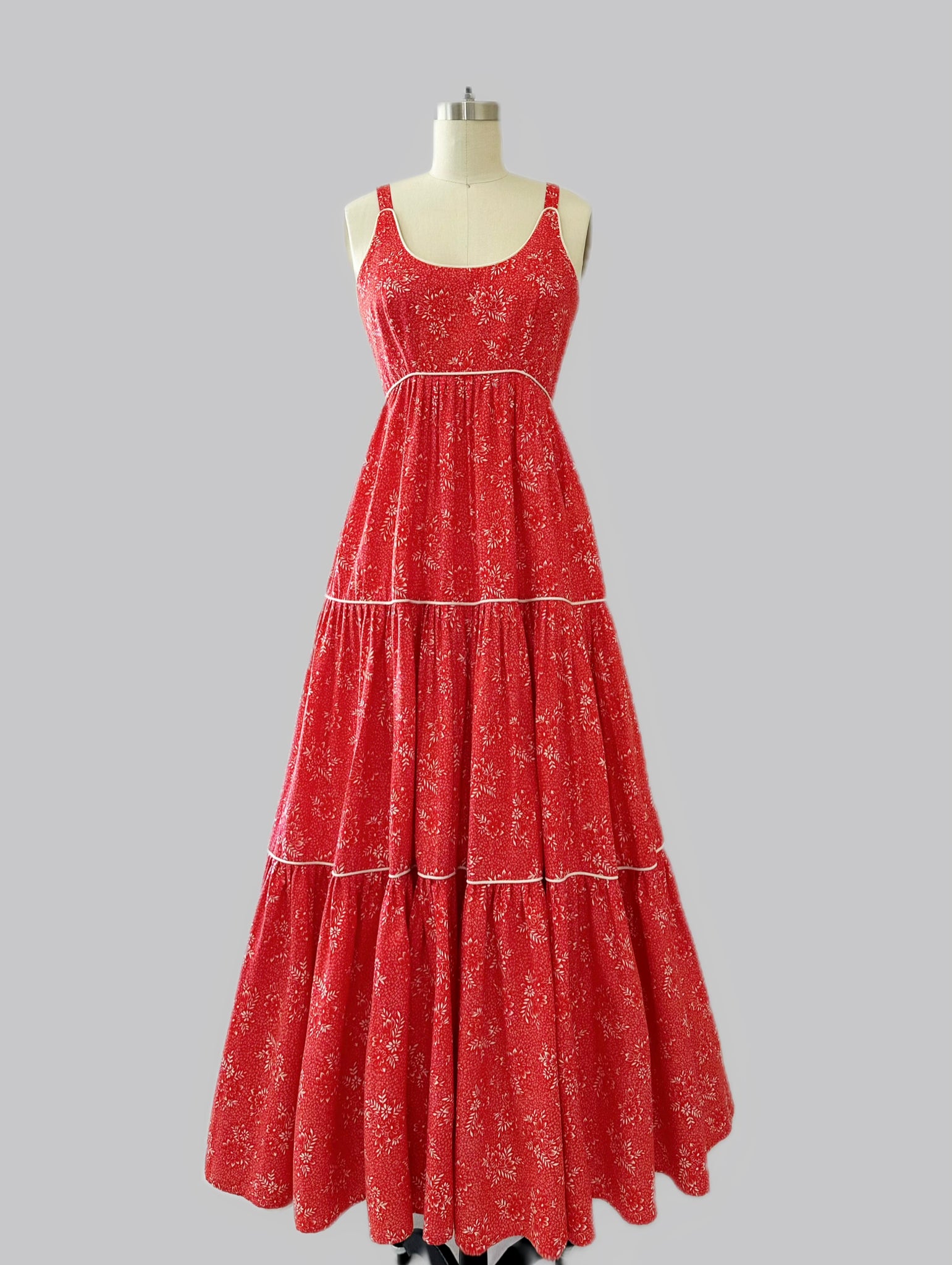Victor Costa Crimson Garden Dress   c. 1970s