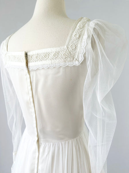 Vintage Gunne Sax Mesh Tulle Gown, c.1970s