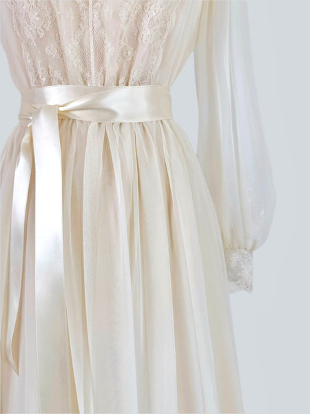 1970s Ivory Chiffon Gown