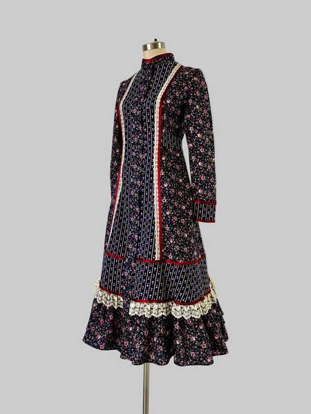 Vintage 1970s Gunne Sax floral cotton midi dress