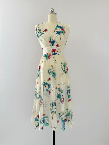 1970s Flower Poetry Dress