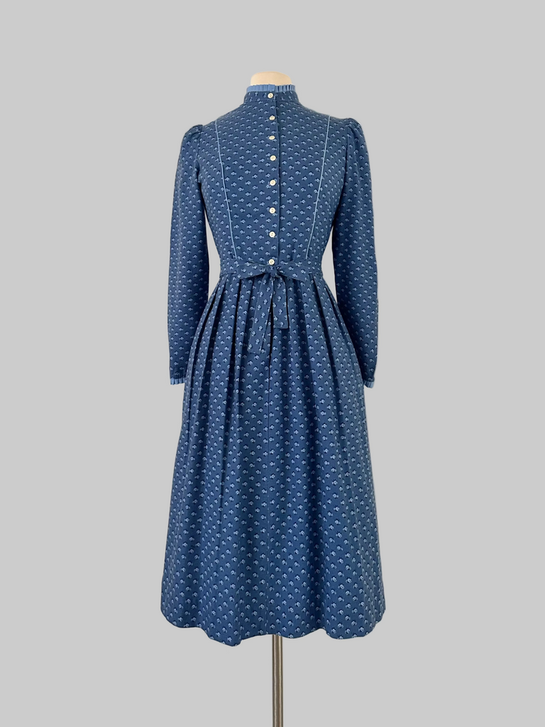 1980s Lanz Muted Blue Rose Cotton Dress. – Dearly Vintage