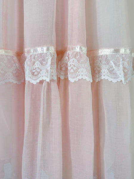 1970s Gunne Sax Blush Pink Lace Victorian Gown