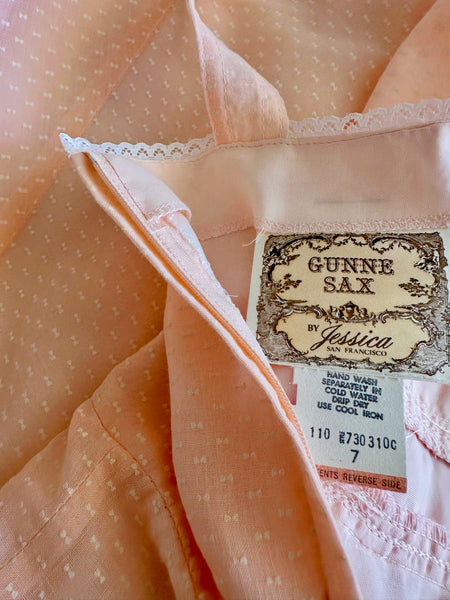 1970s Gunne Sax Peach Maxi Dress