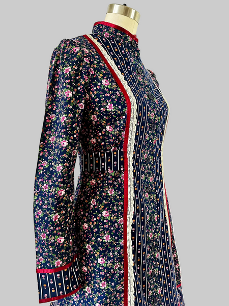 Vintage 1970s Gunne Sax floral cotton midi dress